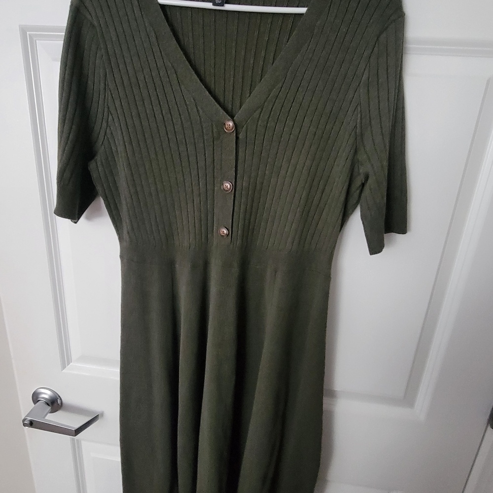 Torrid Olive Green Midi Dress with Button Detail